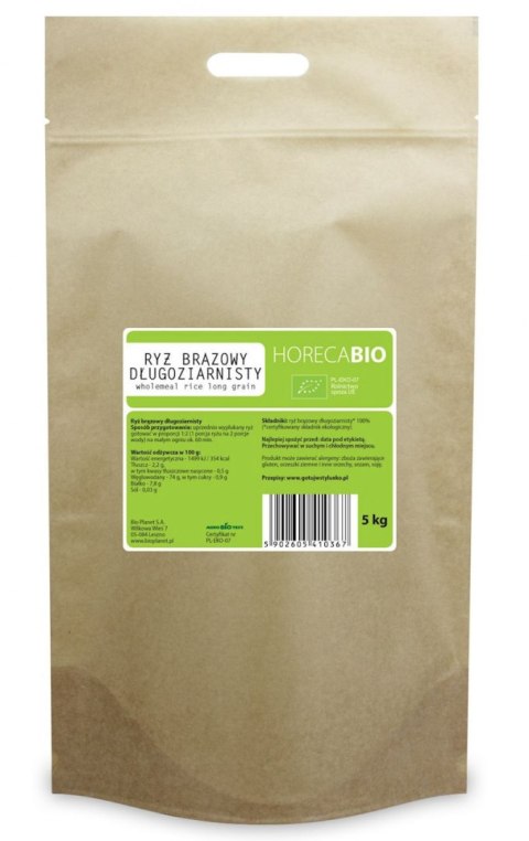 RYŻ BRĄZOWY DŁUGOZIARNISTY BEZGLUTENOWY BIO 5 kg - HORECA (BIO PLANET)