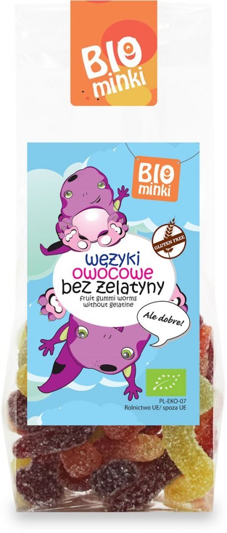 WĘŻYKI OWOCOWE BEZ ŻELATYNY BEZGLUTENOWE BIO 100 g - BIOMINKI