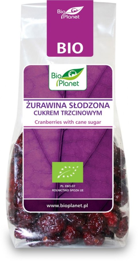 ŻURAWINA SŁODZONA CUKREM TRZCINOWYM BIO 100 g - BIO PLANET