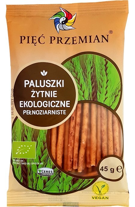 PALUSZKI ŻYTNIE PEŁNOZIARNISTE BIO 45 g - PIĘĆ PRZEMIAN