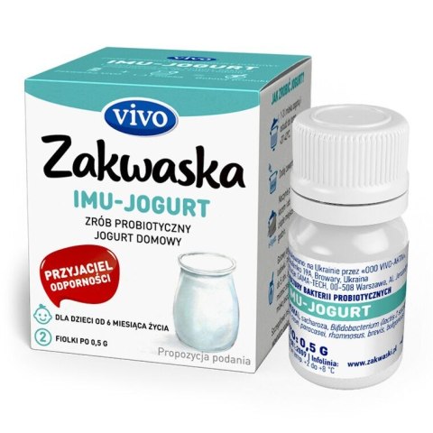 ŻYWE KULTURY BAKTERII DO JOGURTU IMU "ZAKWASKA" BEZGLUTENOWE 1 g (2 FIOLKI) - VIVO