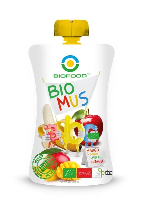 MUS MANGO - BANANOWO - JABŁKOWY BEZGLUTENOWY BIO 120 g - BIO FOOD