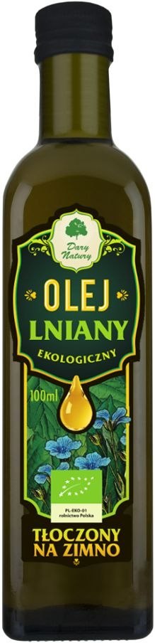 OLEJ LNIANY TŁOCZONY NA ZIMNO BIO 100 ml - DARY NATURY