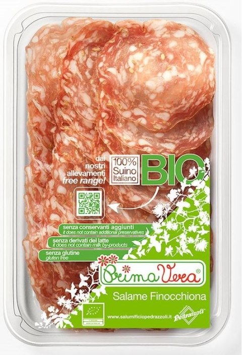 SALAMI Z FENKUŁEM DOJRZEWAJĄCE (FINOCCHIONA) PLASTRY BEZGLUTENOWE BIO 70 g - PRIMAVERA