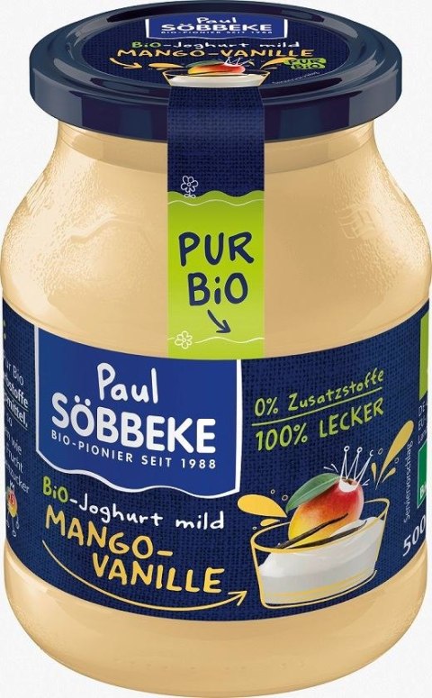 JOGURT KREMOWY MANGO - WANILIA BIO 500 g (SŁOIK) - SOBBEKE