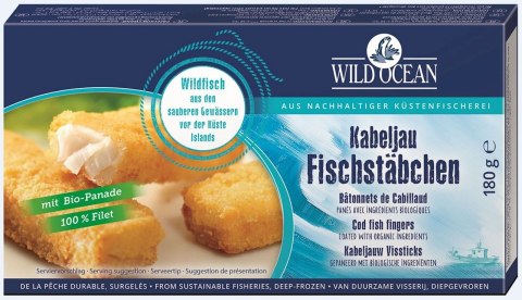 PALUSZKI RYBNE Z DORSZA W BIO PANIERCE MROŻONE 180 g - WILD OCEAN