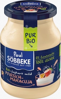 JOGURT KREMOWY BRZOSKWINIA - MARAKUJA BIO 500 g (SŁOIK) - SOBBEKE