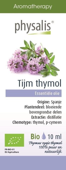 OLEJEK ETERYCZNY TYMIANEK THYMUS ZYGIS THYMOL BIO 10 ml - PHYSALIS