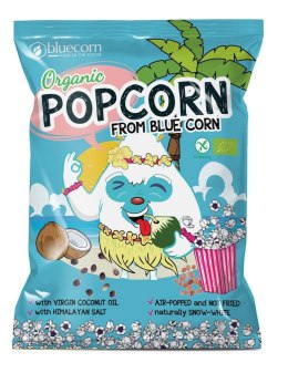 POPCORN Z NIEBIESKIEJ KUKURYDZY Z OLEJEM KOKOSOWYM I SOLĄ HIMALAJSKĄ BEZGLUTENOWY BIO 20 g - BLUECORN