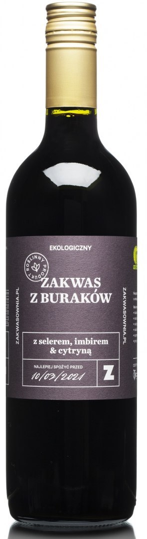 ZAKWAS Z BURAKÓW Z SELEREM, IMBIREM I CYTRYNĄ BIO 700 ml - DELIKATNA