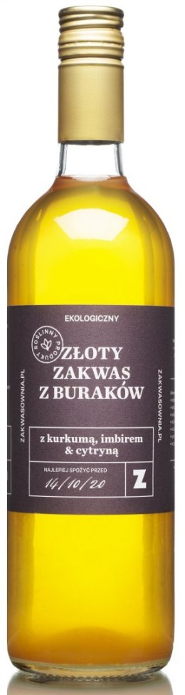 ZAKWAS ZŁOTY Z BURAKÓW Z KURKUMĄ, IMBIREM I CYTRYNĄ BIO 700 ml - DELIKATNA