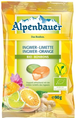 CUKIERKI Z NADZIENIEM O SMAKU IMBIROWO - LIMONKOWYM I IMBIROWO - POMARAŃCZOWYM BIO 90 g - ALPENBAUER