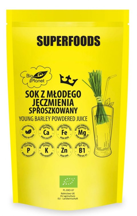 SOK Z MŁODEGO JĘCZMIENIA SPROSZKOWANY BIO 150 g - BIO PLANET SUPERFOODS