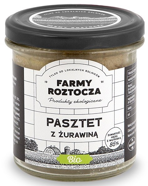 PASZTET DROBIOWO - WIEPRZOWY Z ŻURAWINĄ BIO 180 g (SŁOIK) - FARMY ROZTOCZA