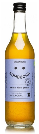 KOMBUCHA Z MIĘTĄ, RÓŻĄ I GRANATEM BIO 500 ml - DELIKATNA