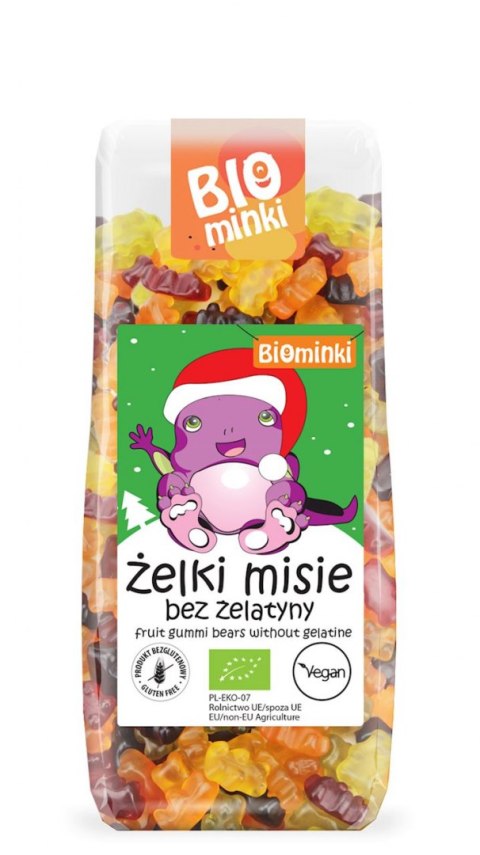 ŻELKI MISIE BEZ ŻELATYNY BEZGLUTENOWE BIO 150 g - BIOMINKI (EDYCJA ŚWIĄTECZNA) (PRODUKT SEZONOWY)