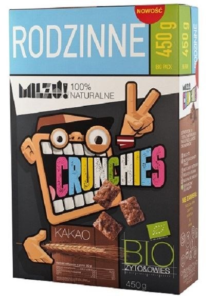 CRUNCHIES ŻYTNIO - OWSIANE KAKAOWE BIO 450 g - MILZU