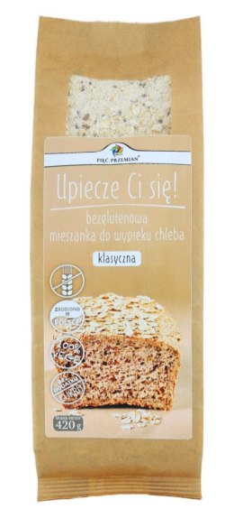 MIESZANKA DO WYPIEKU CHLEBA KLASYCZNA BEZ DODATKU CUKRÓW BEZGLUTENOWA 420 g - PIĘĆ PRZEMIAN