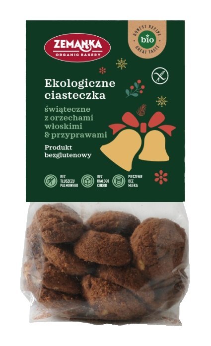 CIASTKA ŚWIĄTECZNE Z ORZECHAMI WŁOSKIMI I PRZYPRAWAMI KORZENNYMI BEZGLUTENOWE BIO 100 g - ZEMANKA (PRODUKT SEZONOWY)