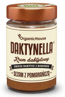 KREM KOKOSOWO - DAKTYLOWY Z SEZAMEM I POMARAŃCZĄ BEZGLUTENOWY BIO 190 g - ORGANICHOUSE (DAKTYNELLA)