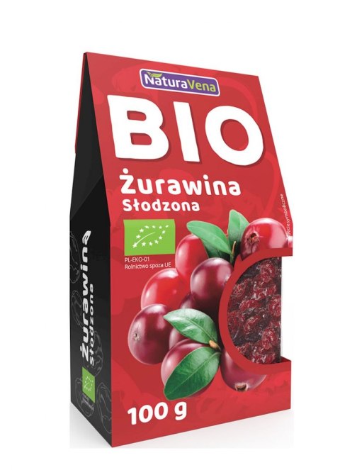 ŻURAWINA SŁODZONA CUKREM TRZCINOWYM BIO 100 g - NATURAVENA