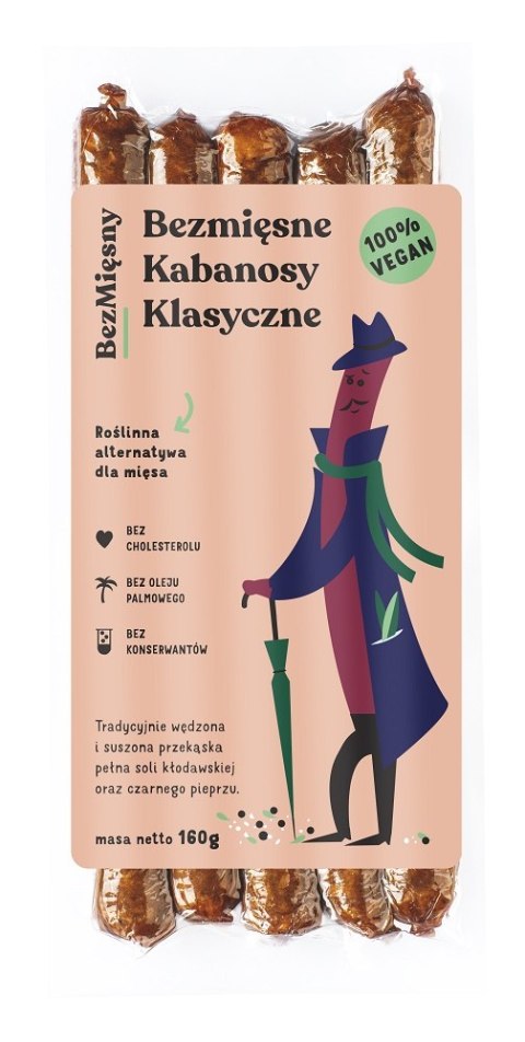 KABANOSY KLASYCZNE ROŚLINNE 160 g - BEZMIĘSNY