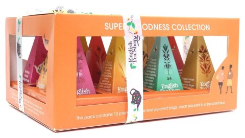 KOLEKCJA HERBATEK OWOCOWO - ZIOŁOWYCH BIO PIRAMIDKI (SUPER GOODNESS - 6 SMAKÓW) (12 x 2 g) 24 g - ENGLISH TEA SHOP ORGANIC