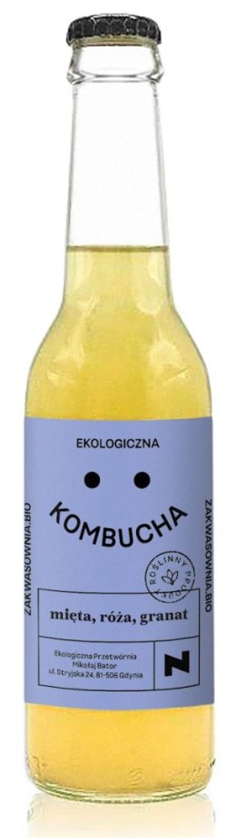 KOMBUCHA Z MIĘTĄ, RÓŻĄ I GRANATEM BIO 270 ml - DELIKATNA