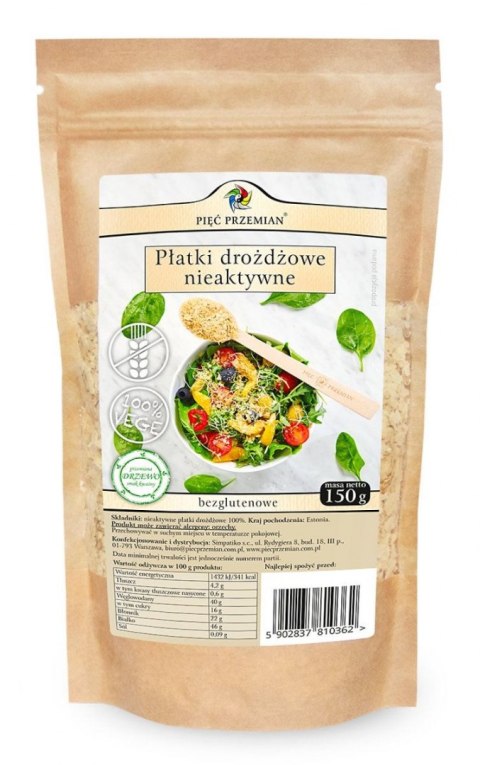 PŁATKI DROŻDŻOWE NIEAKTYWNE BEZGLUTENOWE 150 g - PIĘĆ PRZEMIAN