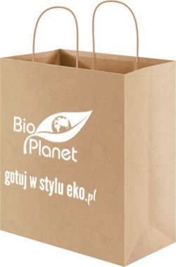 TORBA NA ZAKUPY (PAPIEROWA) Z LOGO BIO PLANET (24 cm x 11 cm x 32 cm)