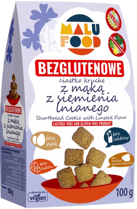 CIASTKA KRUCHE Z MĄKĄ Z SIEMIENIA LNIANEGO BEZ CUKRU BEZGLUTENOWE 100 g - MALU FOOD