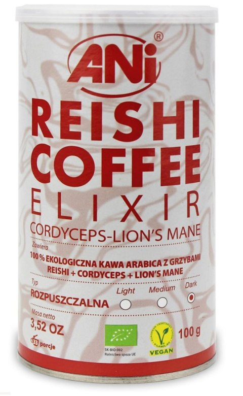 KAWA ROZPUSZCZALNA ARABICA Z REISHI ELIXIR BIO 100 g - ANI