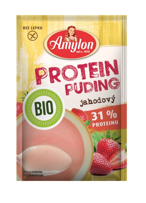 BUDYŃ PROTEINOWY TRUSKAWKOWY BEZ DODATKU CUKRÓW BEZGLUTENOWY BIO 45 g - AMYLON