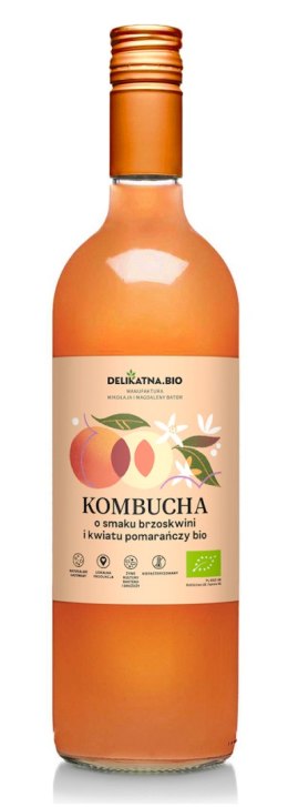 KOMBUCHA O SMAKU BRZOSKWINI I KWIATU POMARAŃCZY BIO 750 ml - DELIKATNA