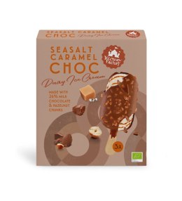 LODY NA PATYKU SŁONY KARMEL W POLEWIE CZEKOLADOWEJ Z ORZECHAMI LASKOWYMI BIO (3 x 80 ml) 240 ml - ICE CREAM FACTORY