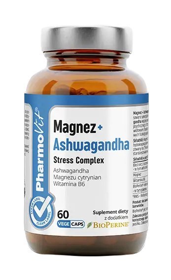 MAGNEZ + ASHWAGANDHA STRESS COMPLEX BEZGLUTENOWE 60 KAPSUŁEK - PHARMOVIT (CLEAN LABEL)