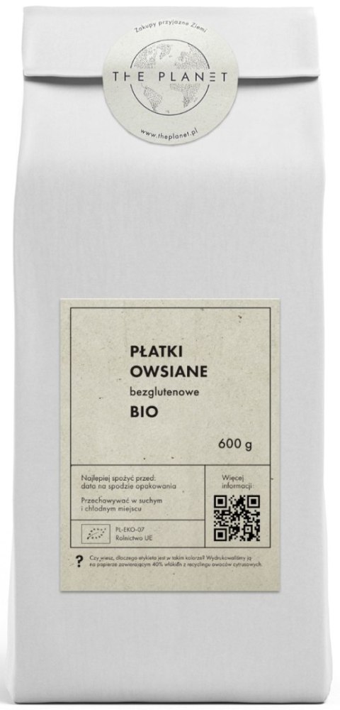 PŁATKI OWSIANE BEZGLUTENOWE BIO 600 g - THE PLANET