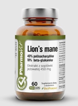 GRZYBY SOPLÓWKA JEŻOWATA (LION'S MANE) EKSTRAKT (450 mg) BEZGLUTENOWY 60 KAPSUŁEK - PHARMOVIT (CLEAN LABEL)