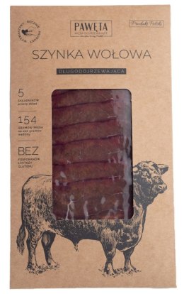 SZYNKA WOŁOWA DOJRZEWAJĄCA PLASTRY BEZGLUTENOWA 50 g - PAWĘTA