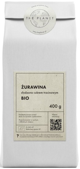 ŻURAWINA SŁODZONA CUKREM TRZCINOWYM BIO 400 g - THE PLANET