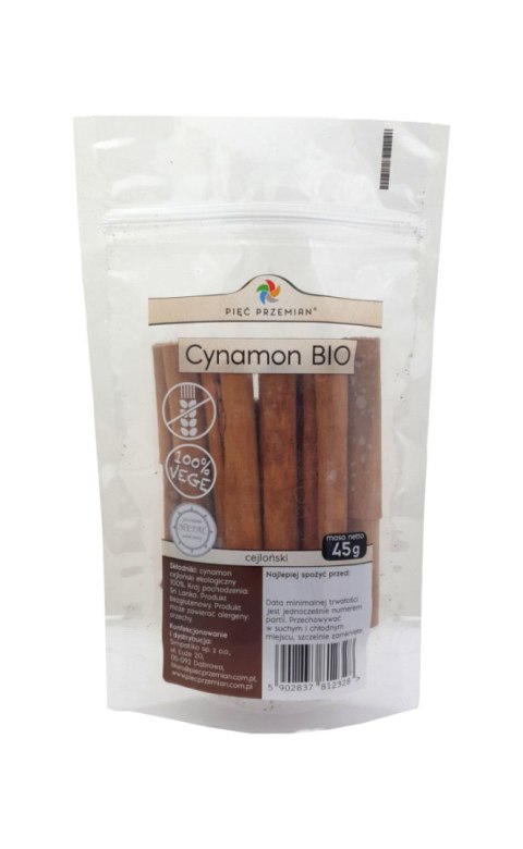 CYNAMON CEJLOŃSKI LASKA BEZGLUTENOWY BIO 45 g - PIĘĆ PRZEMIAN