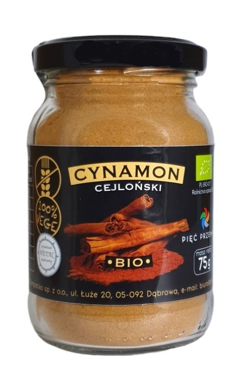 CYNAMON CEJLOŃSKI MIELONY BEZGLUTENOWY BIO 75 g - PIĘĆ PRZEMIAN