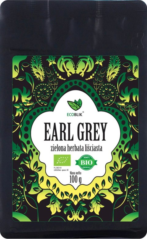 HERBATA ZIELONA LIŚCIASTA EARL GREY BIO 100 g - ECOBLIK
