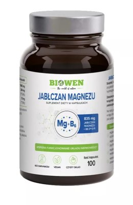 JABŁCZAN MAGNEZU + WITAMINA B6 100 KAPSUŁEK - BIOWEN