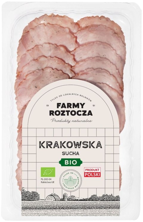KIEŁBASA KRAKOWSKA SUCHA PLASTRY BIO 80 g - FARMY ROZTOCZA (Z PÓŁKI)