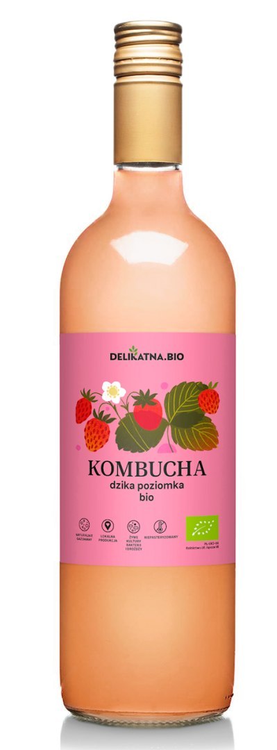 KOMBUCHA POZIOMKOWA BIO 750 ml - DELIKATNA