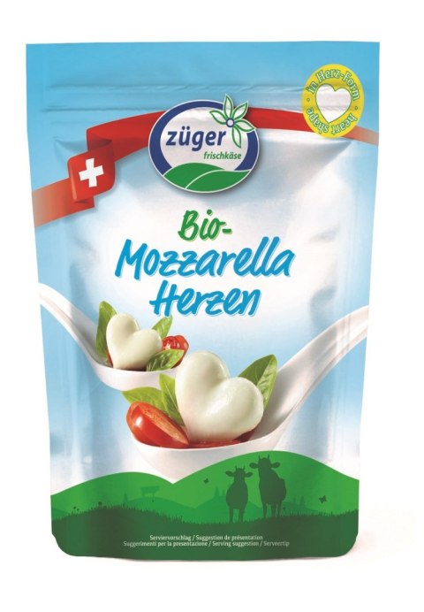 MOZZARELLA MINI W KSZTAŁCIE SERC BIO 260 g (130 g) - ZUGER