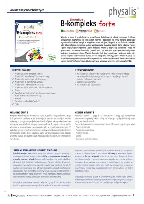 WITAMINA B COMPLEX FORTE 30 TABLETEK - PHYSALIS