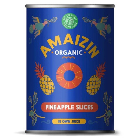 ANANAS PLASTRY W SOKU WŁASNYM BIO 400 g (225 g) - AMAIZIN