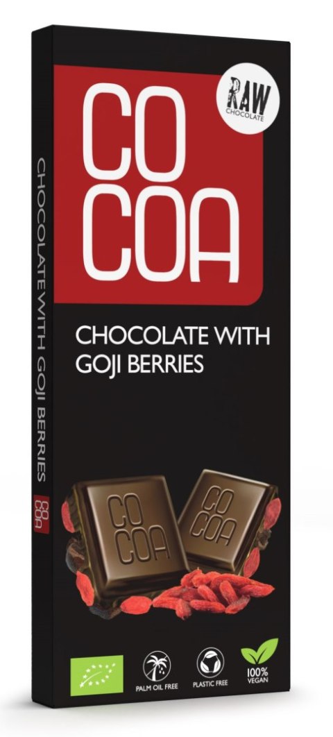 CZEKOLADA SUROWA Z JAGODAMI GOJI BIO 40 g - COCOA